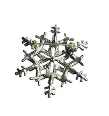 Vintage Silvertone Snowflake Brooch AB Aurora Borealis Rhinestones 2 inches