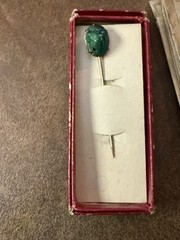Vintage Brazilian Lucky Bug Scarf Pin w/ Original Box & Chicago Sunday Examiner