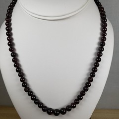 Vintage Genuine Almandine Garnet Small Bead Strand Choker Necklace Barrel Clasp