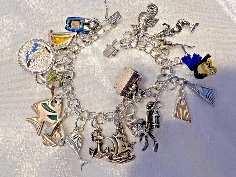Vintage Sterling Silver Summer Ocean Sea Water Sports, Scuba Divers, Pirates!