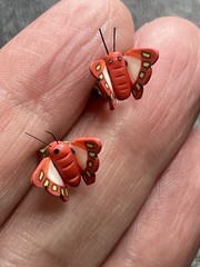 Vintage Orange Butterfly Polymer Clay Stud Earrings