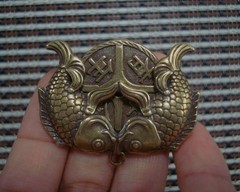 Vintage Style Solid Brass Two Fish Figurine Statue FengShui Pendant Bags Charms