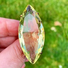 VINTAGE HUGE MASSIVE STATEMENT 10K GOLD MARQUISE LEMON GREEN QUARTZ CITRINE RING