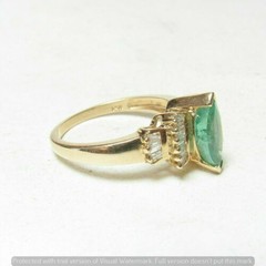 Art Deco 3.30 Ct Natural Emerald Antique Vintage Wedding Ring 14K Yellow Gold FN