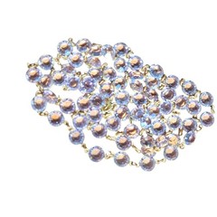 Art Deco Flapper Lavender Glass Necklace Double Bezel Two-Sided Prong Setting