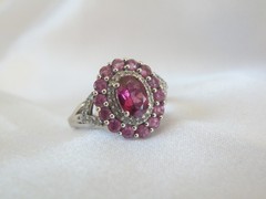 Vintage Sterling Silver Natural Irradiated Pink Tourmaline Halo Ring Size 7