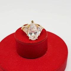 Vtg Sz 7 Ring ESPO Lg Pear Triangle Cubic Zirconia 14KTGE Jewelry Esposito Glam