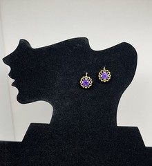 Vintage 14K Yellow Gold 1.00ct Amethyst Halo Jacket Women’s Earring