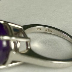 Vintage Sterling Silver Brilliant Round Cut Amethyst Ring. Size 5.50+.