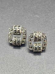 Beautiful Judith Jack Sterling Silver Marcasite Brooch and Earrings