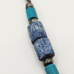Southwestern Style Multi Color Blue Stone and Metal Vintage Necklace 17 Inch