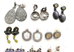 LOT 12 earrings post pierced some vintage dangle stones rhinestones