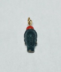 Vintage 1960’s New Old Stock 14K Gold Filled Blackamoor & Faux Coral Pendant