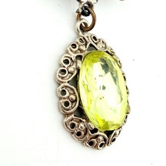 Vintage Yellow Rhinestone Bar Drop Dangle Brooch Lapel Pin Victorian Revival