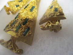 VTG MYLU CHRISTMAS TREE BROOCH EARRING RAREST RHINESTONES CRYSTALS CATHEDRAL MCM