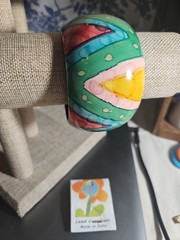 Vintage Chunky Bangle Bracelet Yellow Green Blue Pink .5 Inches Wide