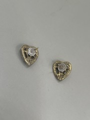 VTG READ ART Arthur Pepper Signed Floral GoldTone Enamel Heart Post Earrings