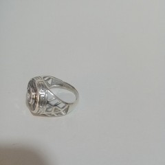 Vintage 925 Sterling Silver Ring Round Cubic Zirconia Baguette Halo Design