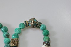 Vtg Mosaic Glass Beads Tibetan Stone Bead Chunky ethnic revival boho PC21