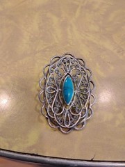 Vintage Turquoise and Filigree Earrings for Pierced Ears. Very Solid and Unique