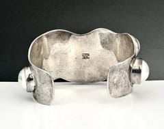 Mexico Southwest Sterling Silver Bracelet Pearl 925 Vintage Signed Modernist 77g