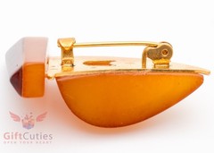 Vintage Soviet Amber Brooch. Sailboat. Kaliningrad. Made in USSR