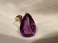 Vtg 14K Gold Pear Shaped Color Change Sapphire 14.5ct Sz 8 Cocktail Ring