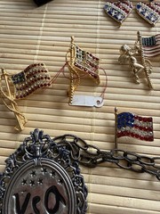 Vintage American Patriotic Costume Jewelry Lot Red White Blue 4th Of July 250th