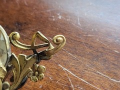Art Nouveau Female Face Yellow Stone Alloy Pin Brooch READ