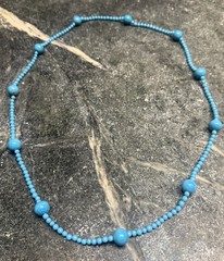 Antique 1920’s Art Deco Blue Art Glass Bead Necklace