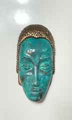 Vintage Signed ART DECO 89 #B067 Enameled Turquoise Colored Head Pin Brooch