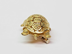 THE CUTEST Detailed 19k Gold 29x19mm Ruby Eyes Tortoise Turtle Pin Brooch