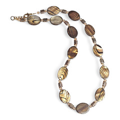 VTG Chunky Artisan Amber Art Glass Beaded Boho Statement Necklace 20″