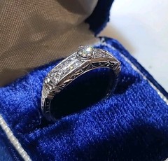 Antique Art Deco Platinum Diamond Wedding Engagement BAND Ring Estate Fine