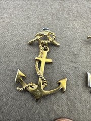 Vintage Gold Tone Nautical Anchor Clip On Dangle Drop Earrings