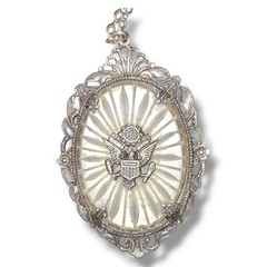 Vintage Sterling Silver Camphor Glass Eagle Pendant Necklace Art Deco 16in