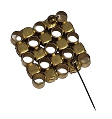 Vintage Square Brooch Pin Black Round Prong Set Stones Art Deco Modernist Estate