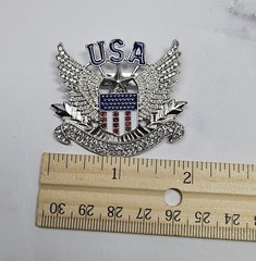 2x – USA Flag & Eagle Brooches American Patriotic Pin, 1 Gold & 1 Silver Toned