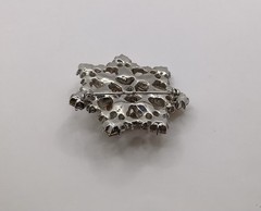 Vintage Silver Tone Topaz Pear & Square W/AB Oval Rhinestone Layered Star Brooch