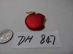 Vintage Signed Tora Tona Red bitten 1.75 inch Apple Brooch Pin