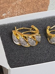 Faux Diamond And Gold Tone Clip Over Earrings 1 In Long – .5 Inches Wide