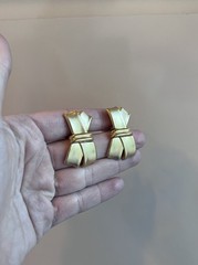 Vintage Matte Goldtone Hinged Drop Clip On Earrings X Design Unique C7