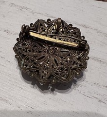 Vintage Victorian Circular Brown Crystal Brooch (61)