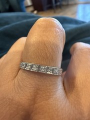 art Deco 7 Stone Single Cut diamond 14k band wedding estate antique ring