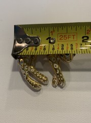 Vtg Florenza Gold Tone Glass Eyes Rhinestone Jaguar Leopard Brooch Pin