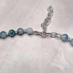 Vintage Fluorite Necklace Dark Aquamarine Color Statement Retro Necklace