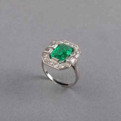 3.00Ct Art Deco Style Lab-Created Emerald Halo Gift Ring 925 Silver Engagement