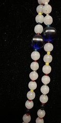 VTG Art Deco Opaline And Cobalt Blue Glass Bead Necklace 56 In