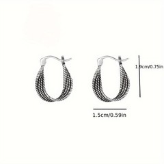 1Pair Vintage 925 Silver Plated Twist Earrings for Women Alloy Jewelry Gift New