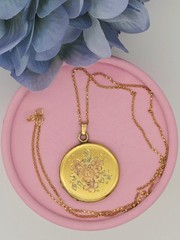Large Vintage LOCKET Pink Rose Gold Antique Gold Filled Y GF Necklace Pendant